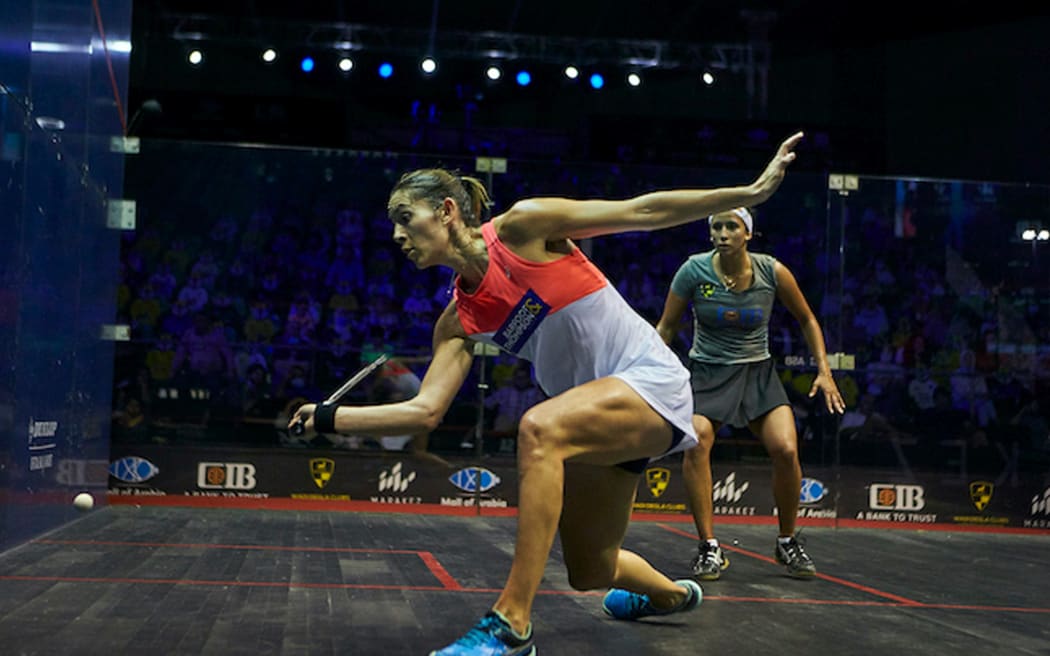 Joelle King (NZL) v Nouran Gohar  on 1st October 2020.
CIB PSA World Tour Finals 2019-2020 in Cairo, Egypt 28 September to 3 October 2020.