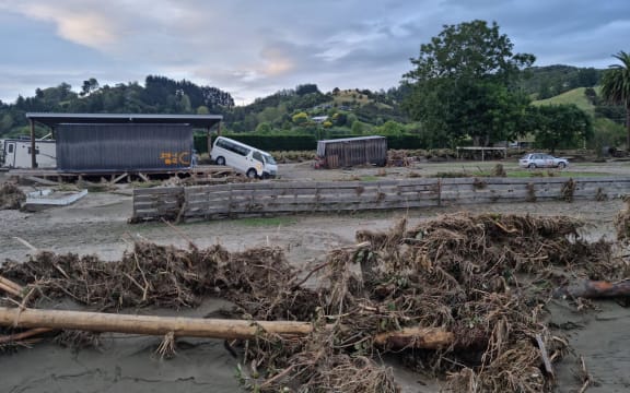 Mud and silt left behind at an Esk Valley property in Hawke's Bay on 17 February 2023 after Cyclone Gabrielle passed through.