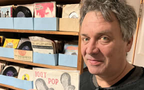 The Chills Martin Phillipps with one of the records for sale in his collection