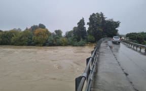 Flooding at Spring Creek on 12 April 2024. After the Wairau River peaked, the Marlborough Civil Defence withdrew an evacuation notice for around 70 households. The Wairau River from the Ferry Road Bridge.