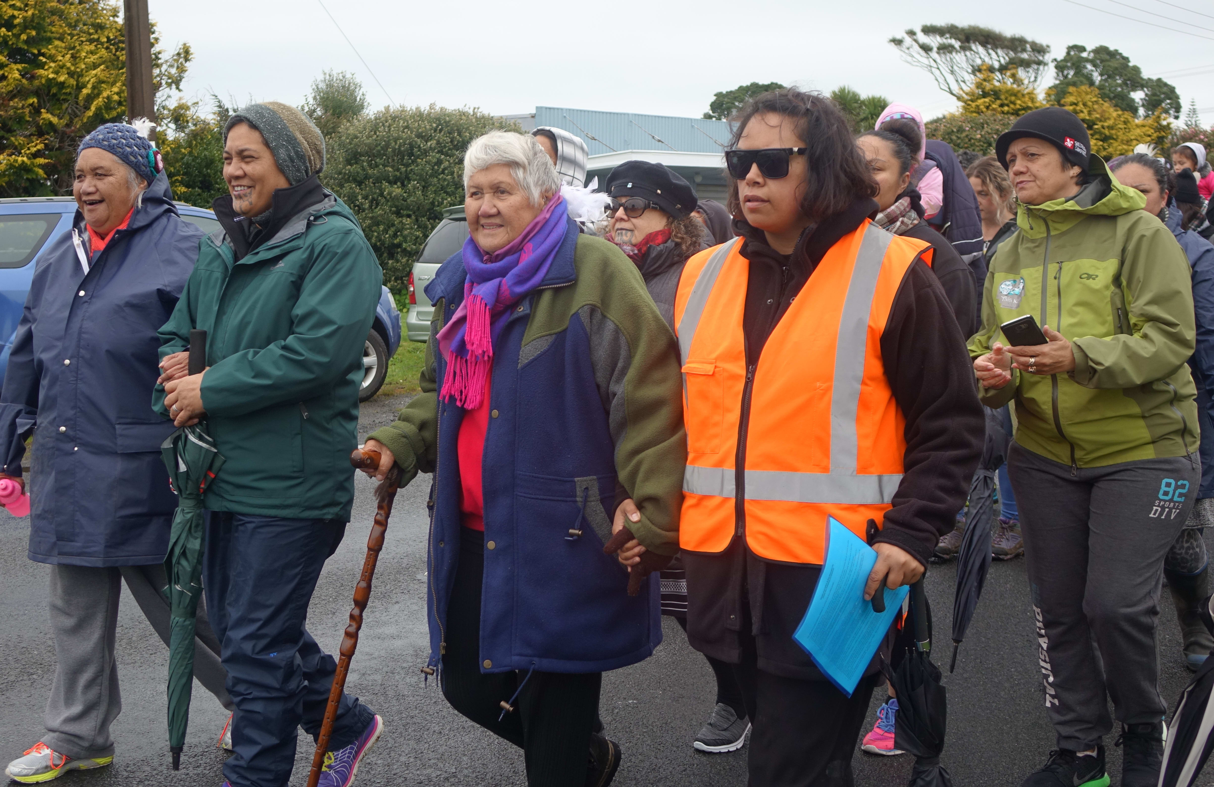 Members of the hikoi walk through north Taranaki.