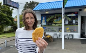 Niki Bezzant with a potato fritter