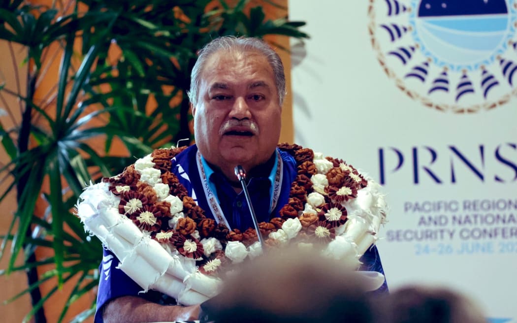 Baron Waqa speaking at the Pacific National and Regional Security Conference in Suva on Monday, 24 June.