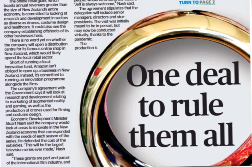 Thomas Coughlan's revelations of the deal done with Amazon on the front page of The Press.