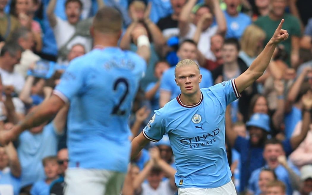 Erling Haaland of Manchester City celebrates.