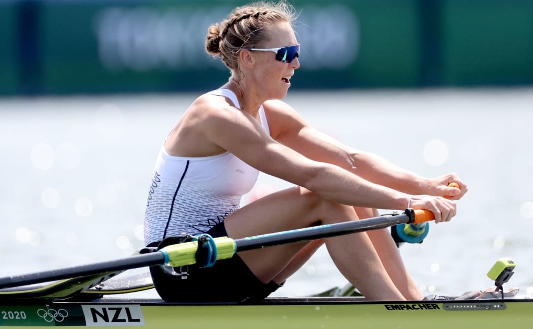 2020 Tokyo Olympic Games - Rowing, Tokyo, Japan 23/7/2021
Womenâs Single Sculls Heats
New Zealandâs Emma Twigg her way to winning her heat
Mandatory Credit Â©INPHO/James Crombie