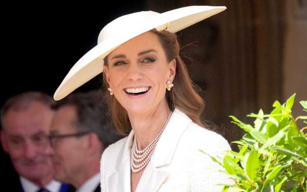 Britain's Britain's Catherine, Princess of Wales attends the Order of the Garter service at St George's Chapel in Windsor Castle, west of London, on June 16, 2025.