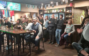 Rugby fans at O'Shedigans Irish bar in Nelson.