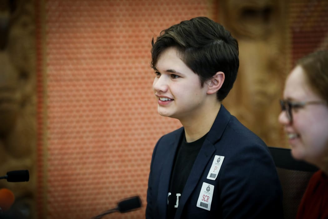 Youth MP Christian Dennison presents a report to the Maori Affairs Committee on behalf of the Youth Parliament Maori Affairs Committee.