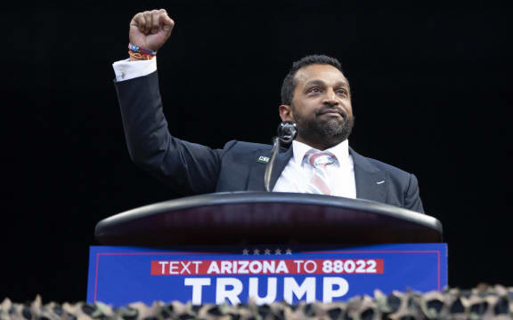 (FILES) Former Chief of Staff to the U.S. Secretary of Defense Kash Patel speaks during a campaign rally for U.S. Republican presidential nominee, former President Donald Trump at Findlay Toyota Center on October 13, 2024 in Prescott Valley, Arizona. - US President-elect Donald Trump nominated Kash Patel as FBI director on November 30, 2024. (Photo by Rebecca Noble / GETTY IMAGES NORTH AMERICA / AFP)
