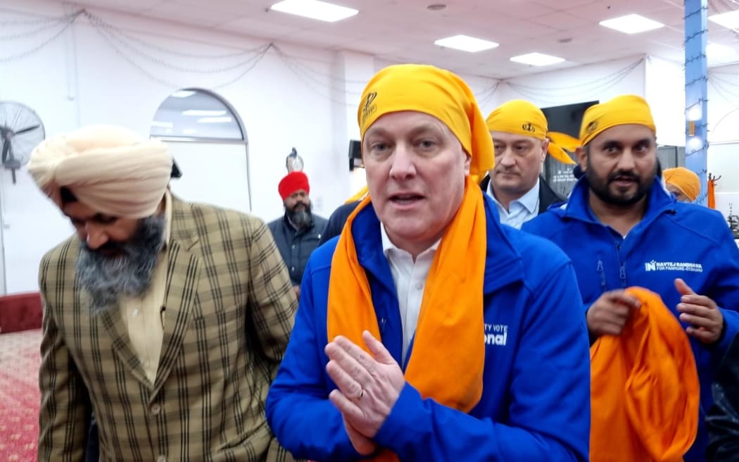 National Party leader Christopher Luxon visited a Sikh Temple in Auckland while he was campaigning on 13 September 2023.