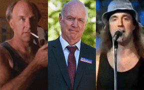 John Clarke as, left to right: Dave (Death in Brunswick), Phillip Lang (A Month of Sundays) and Fred Dagg