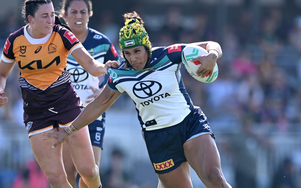 Harata Butler. NRLW 2024 RD06 Brisbane Broncos Women v North Queensland Cowboys Women.