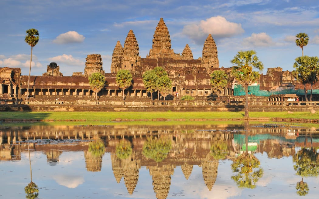 Angkor Wat and its reflecting pool in Siem Reap, Cambodia.