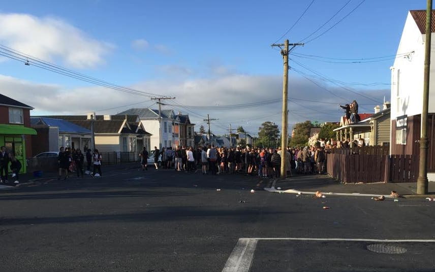 A party on Castle Street, Dunedin, about 8am on Sunday 1 November 2015.