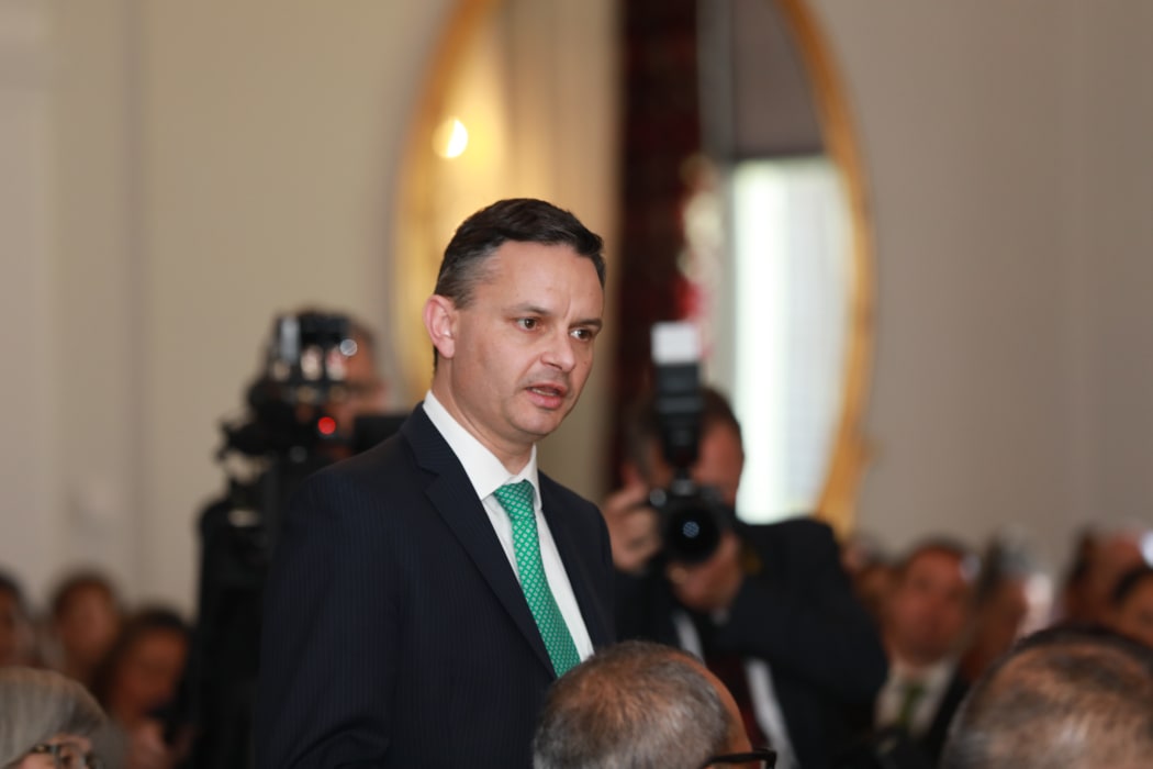 Green leader James Shaw makes his affirmation.