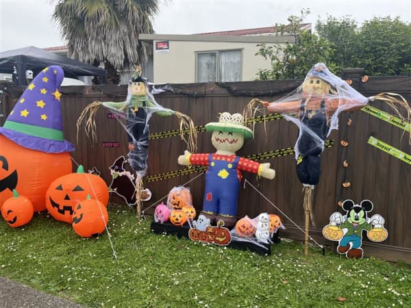 This house in Mangere Bridge gets more extravagant every year. Homeowner Mara just keeps adding to her Halloween collection.