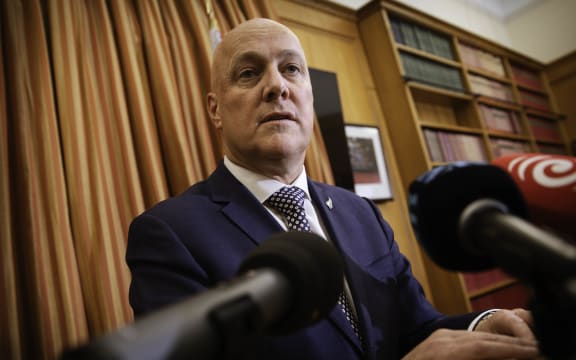 Christopher Luxon speaks to media after the reveal of the special votes in Election 2023