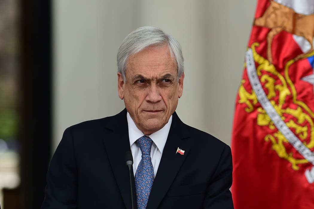 Chilean President Sebastian Pinera addresses the nation in Santiago.