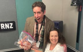 Sally Wenley brings a leg of goat in for Wallace Chapman on The Panel