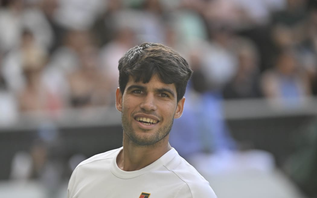 Spanish tennis player Carlos Alcaraz at Wimbledon, 2025.