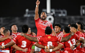 Tonga XIII perform The Sipi Tau.
New Zealand Kiwis v Tonga XIII 2024 Pacific Championships rugby league test match at Go Media Stadium, Auckland, New Zealand on Saturday 2 November 2024. © Photo: Andrew Cornaga / Photosport