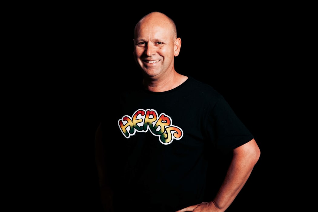 RNZ Studio Manager Jason McClelland in his Herbs t-shirt