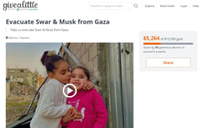 A screenshot showing the Givealittle page set up for a family in Gaza.