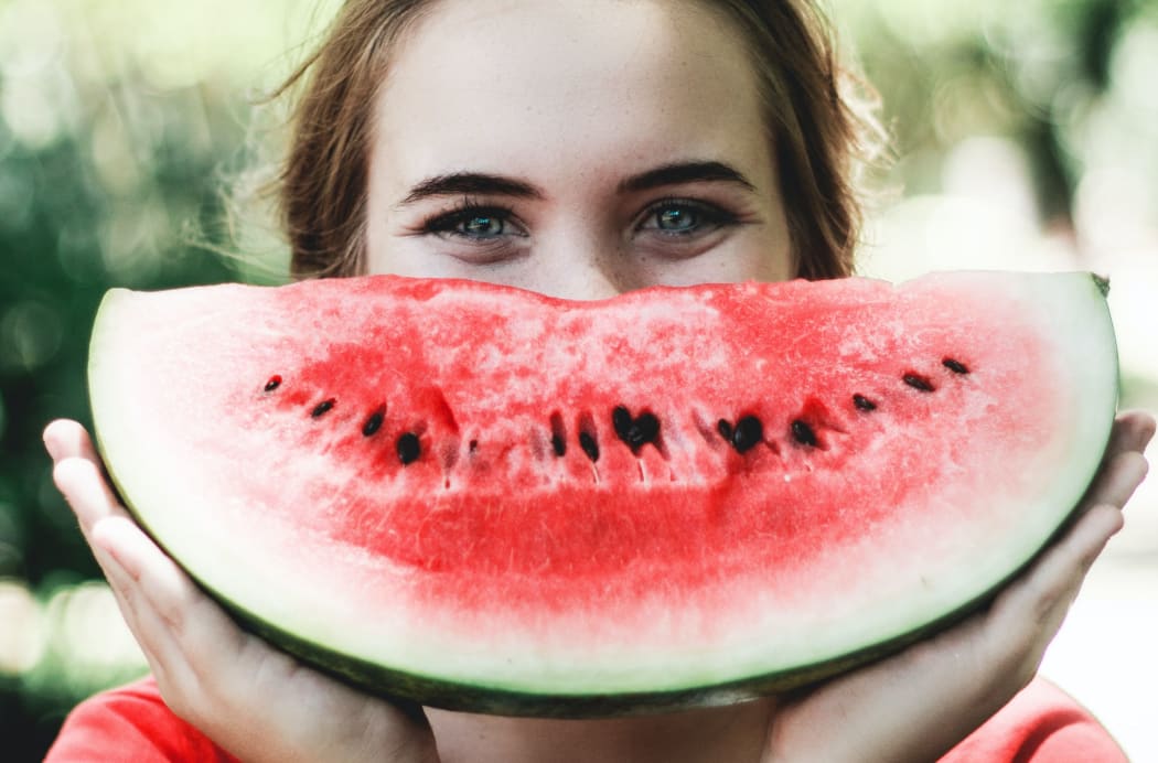 woman with watermelon