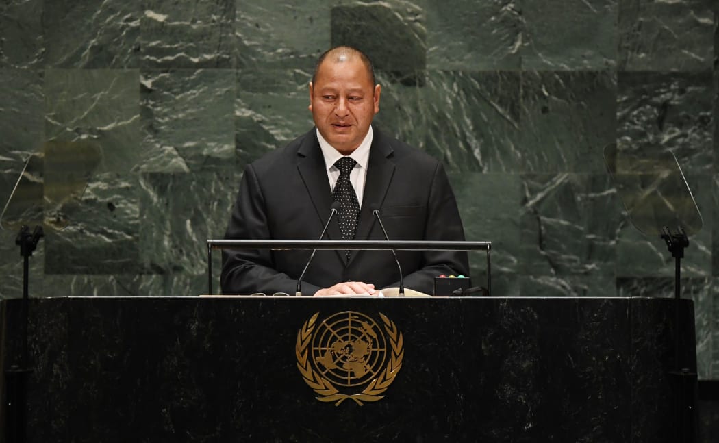 Tonga's King Tupou VI speaks during the 74th Session of the General Assembly at UN Headquarters in New York.
