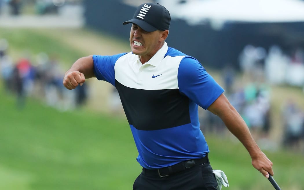 American golfer Brooks Koepka celebrates winning the 2019 PGA Championship at Bethpage Black in New York.