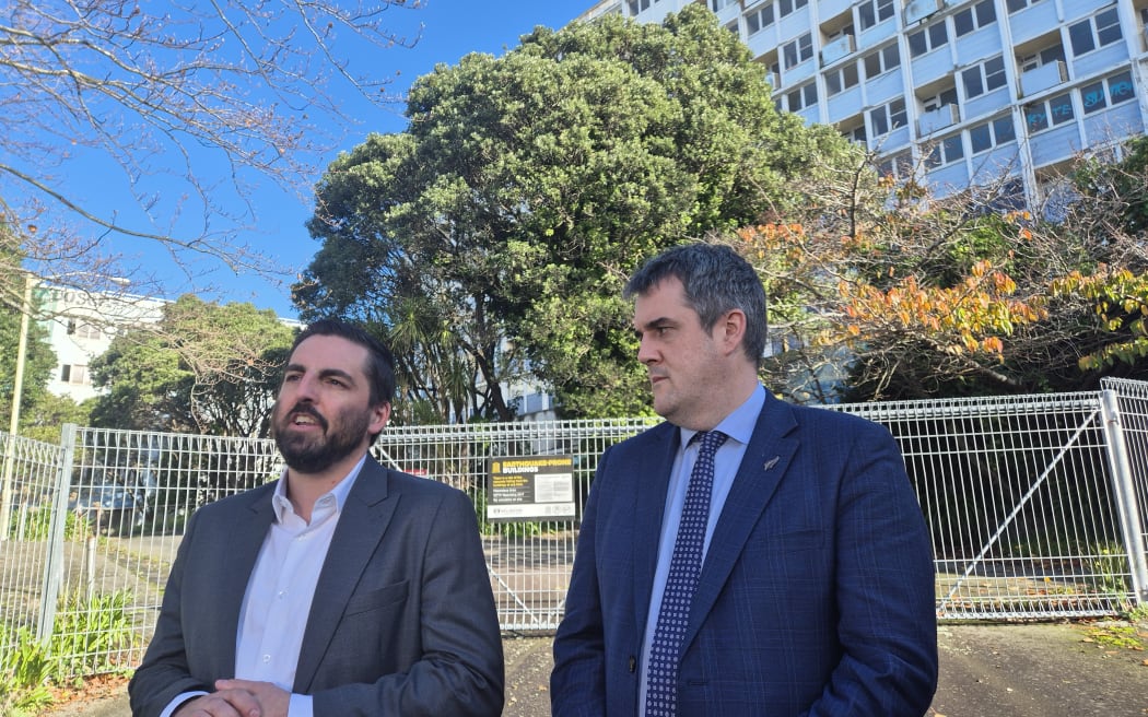 Wellington city councillor Ben McNulty and Housing Minister Chris Bishop.