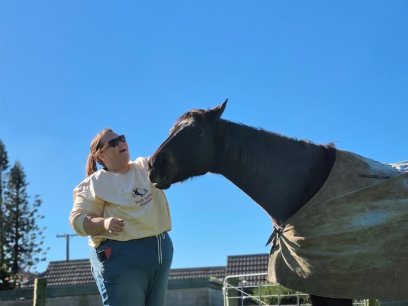Anna Baigent with one of her horses from Equine Assisted Learning centre AnnaRehab.