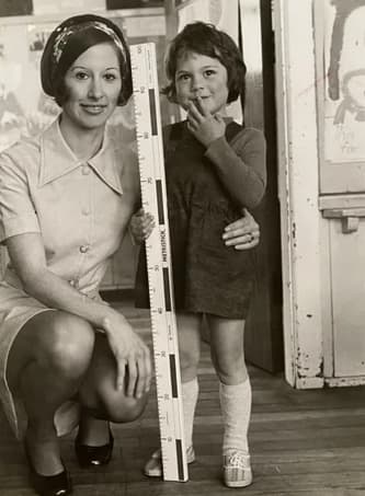 Jeannie and her teacher Sally Barrett in the mid-1970s