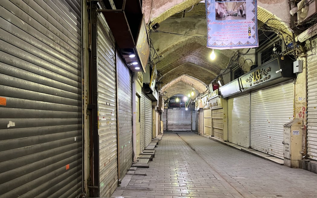 Shops are closed during protests in Tehran's centuries-old main bazaar in Iran on 6 January.