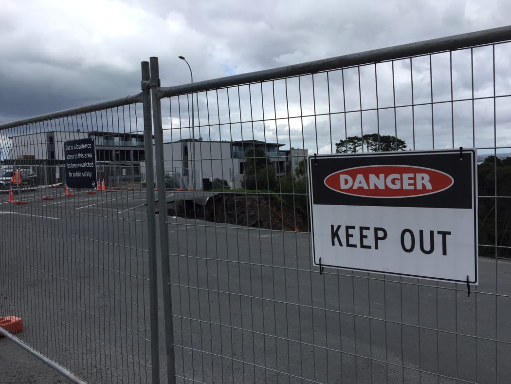 Part of the cordoned-off carpark.