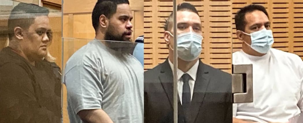 Sao Yean, aka Sao Young, murder accused, from left Mihingarangi Tynneal Rameka, Anton Rite, Daniel Payne and Neha Grey in the High Court at Hamilton. Photos / Belinda Feek