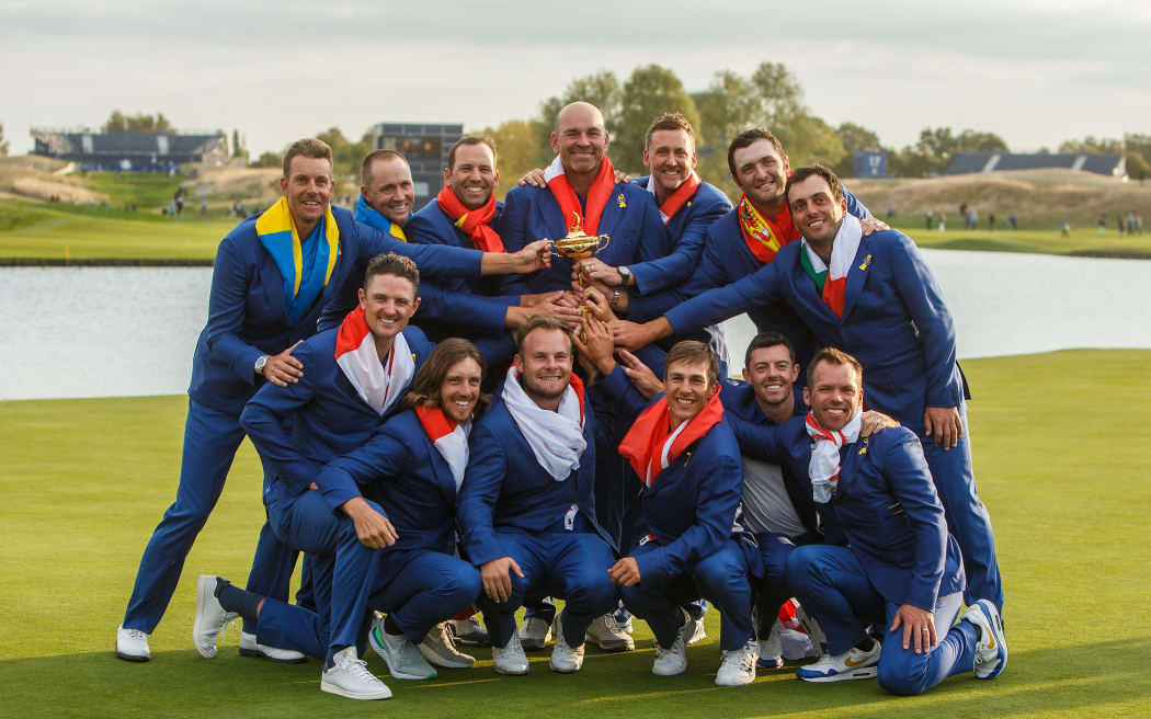 Team Europe celebrate winning the 2018 Ryder Cup