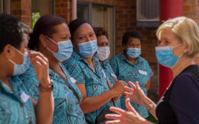 CapeCare chief executive Joanne Penman with new Fijian aged care workers