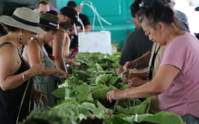 Whānau prepare hāngī at Te Tii Marae during the week of Waitangi 2025.