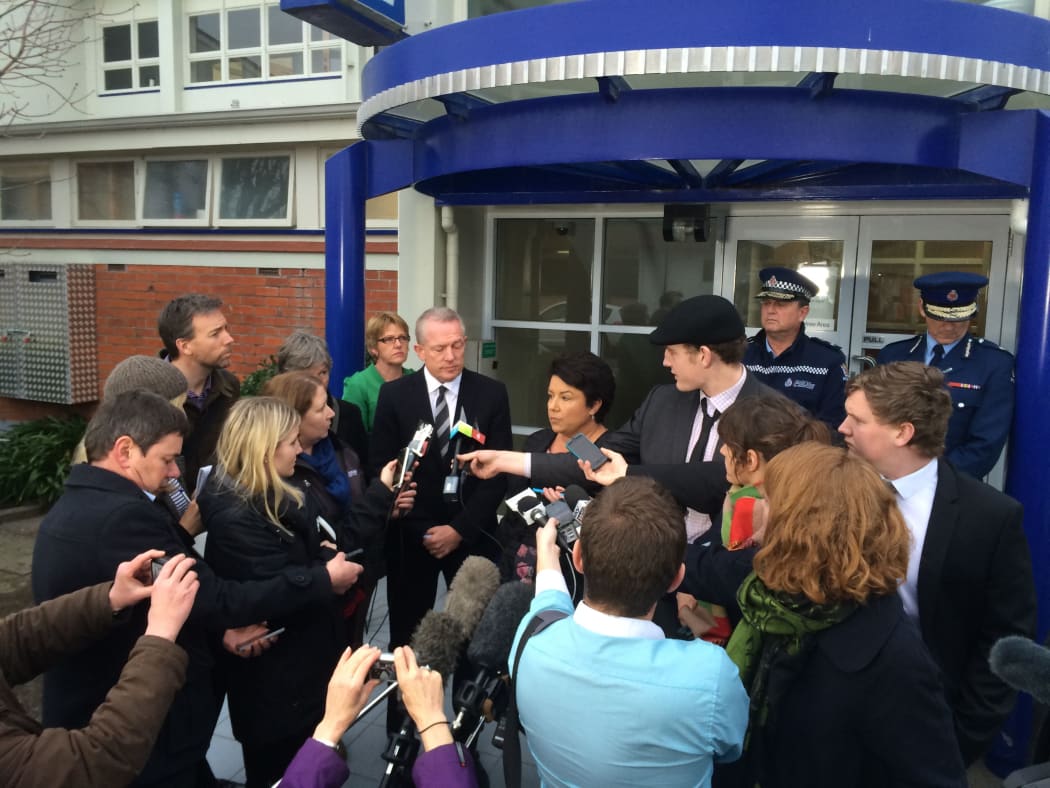 Minister for Social Development Paula Bennett addresses the media in Ashburton.