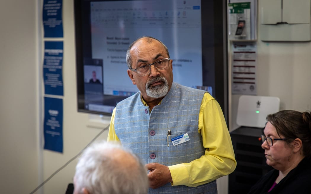 Kaipara Councillor Dargaville's Ash Nayyar speaks at the controversial KDC meeting in Mangawhai in August where the council voted to can its Māori ward