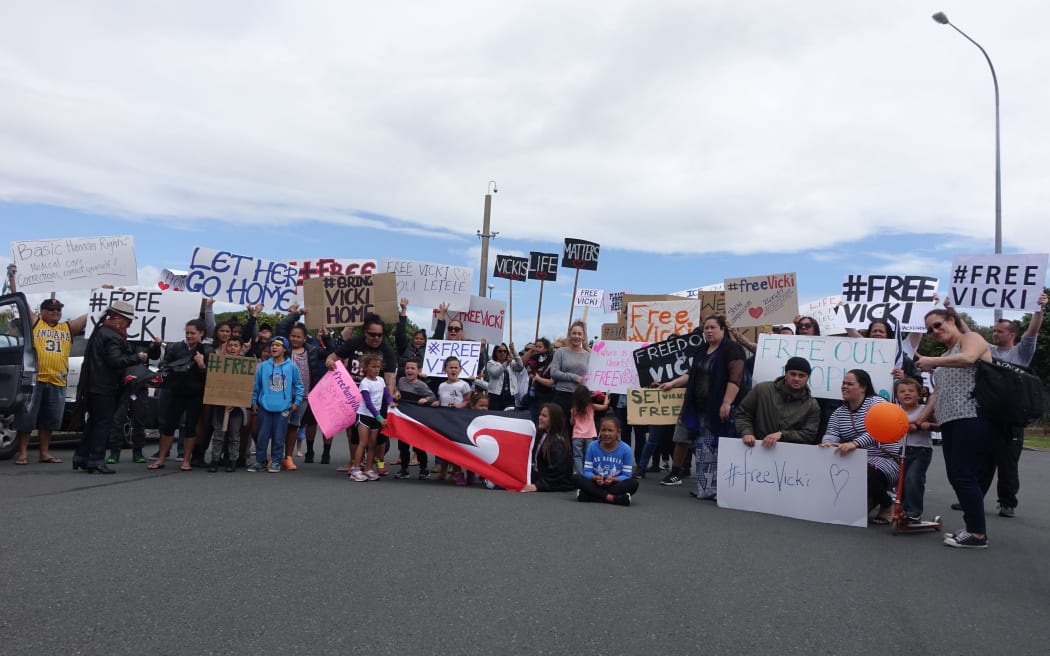 Dozens of protesters called for the released of terminal cancer patient Vicki Letele.
