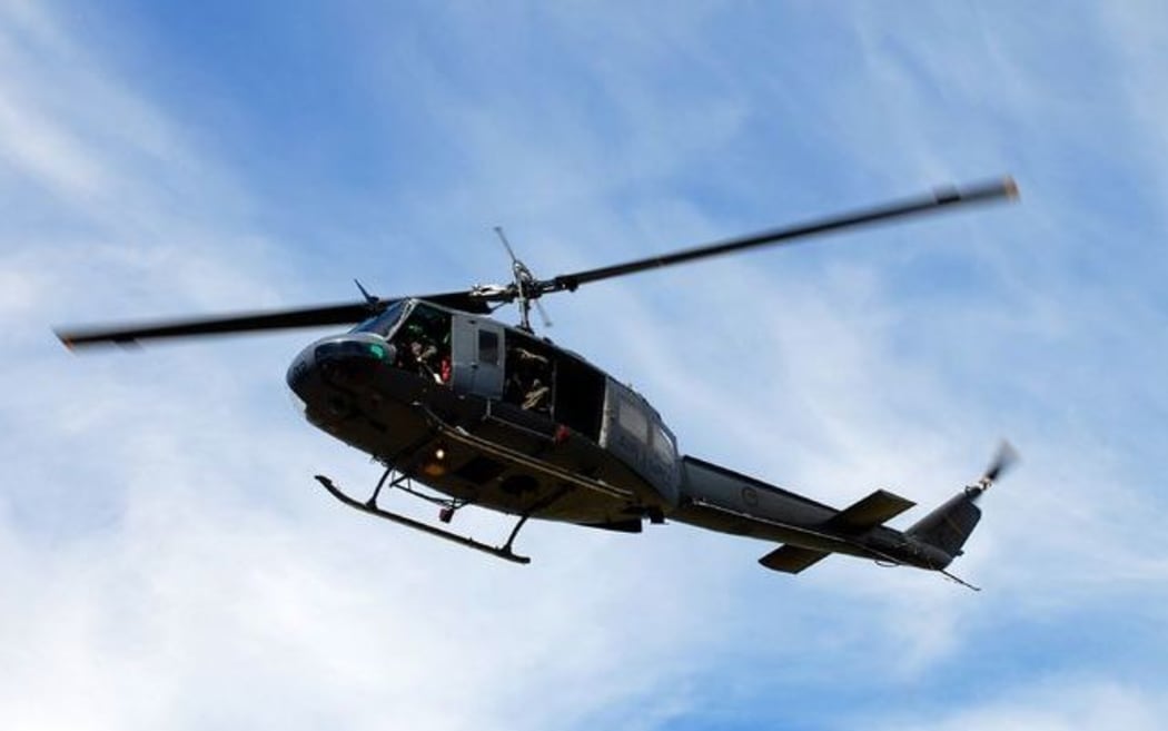 An Iroquois military helicopter.