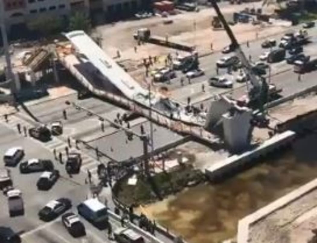 A pedestrian bridge has collapsed at Florida International University.