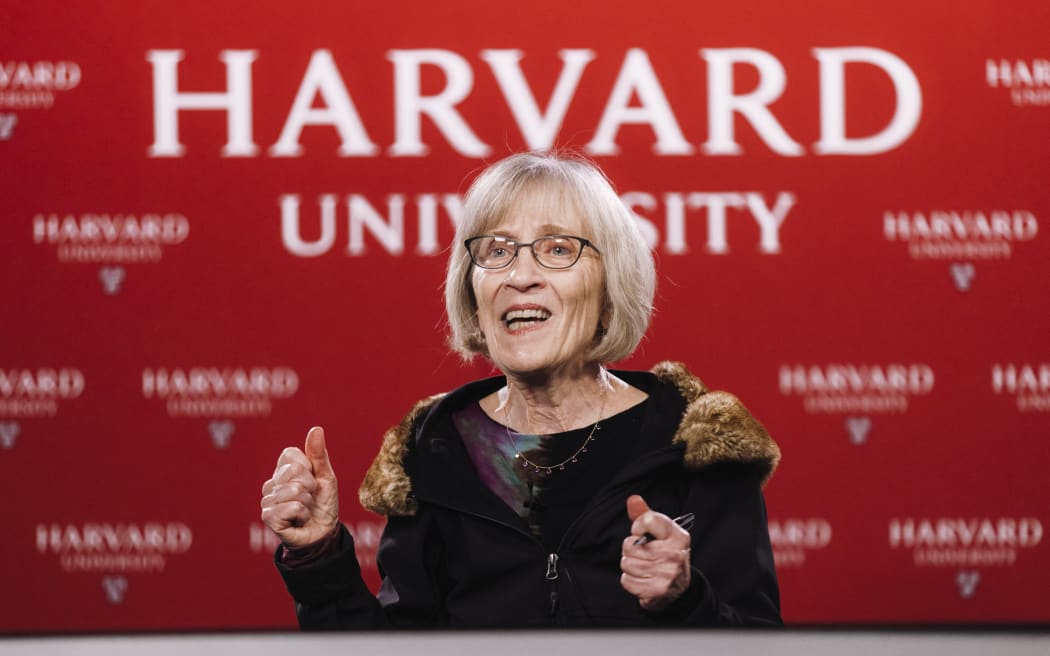 Harvard University economics professor Claudia Goldin speaks after being named this year's Nobel Laureate in the Economic Sciences.