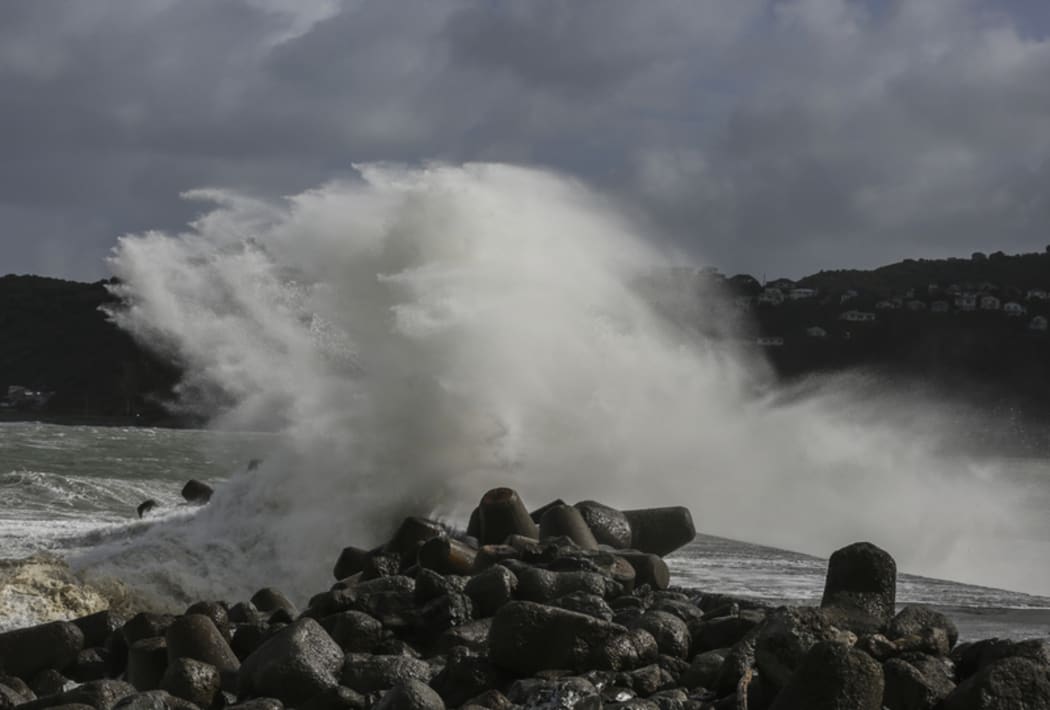 08092016 Photo: Rebekah Parsons-King. Wild weather in Wellington's South coast.