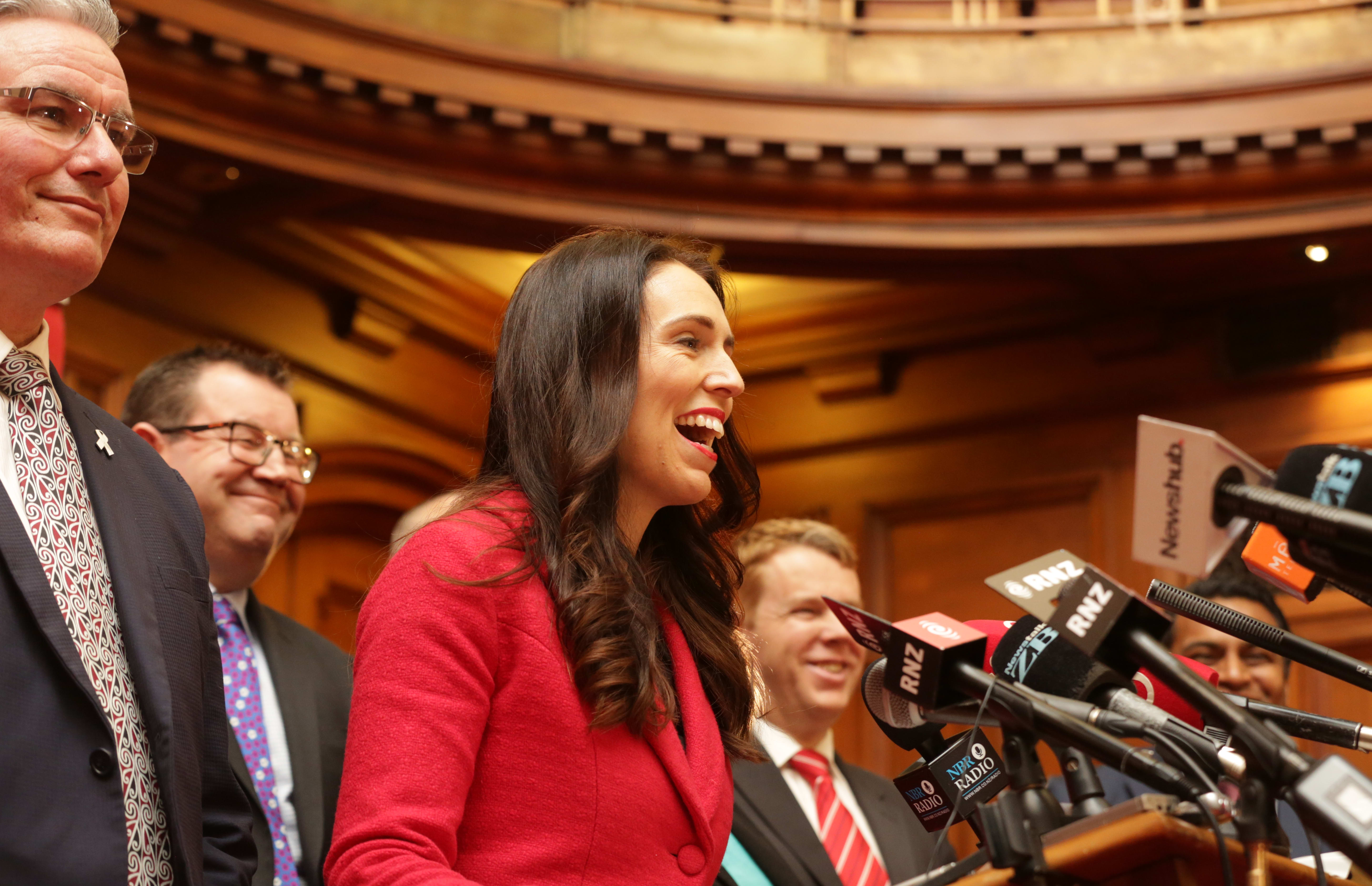 Jacinda Ardern gives her first media conference as Labour Party leader.