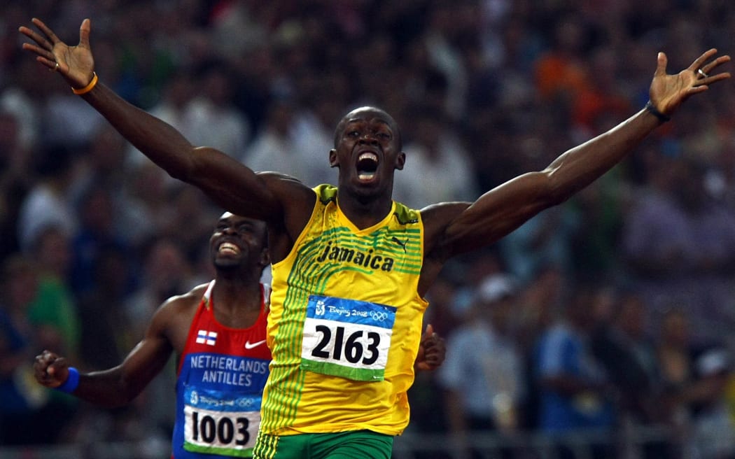 Usain Bolt wins 200m gold at 2008 Beijing Olympics.