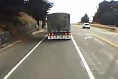 Dashcam footage of a vehicle turning out of the Moeraki Boulders turn-off in the wrong lane on 2 April.